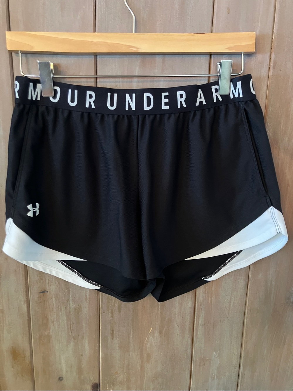 Under Armour Black Athletic Shorts with White Accents